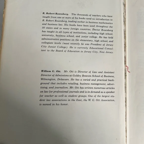 College Business Law Third Edition Hardcover R. Robert Rosenberg 1966 *condition - Picture 3 of 8